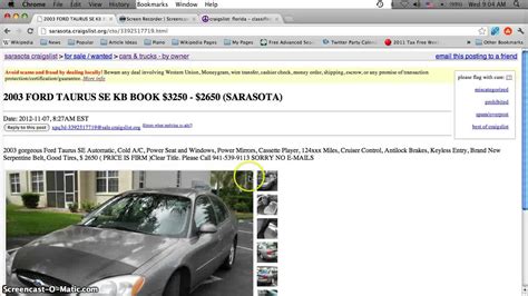 They will reach to you from email or your phone. . Craigslist sarasota cars by owner